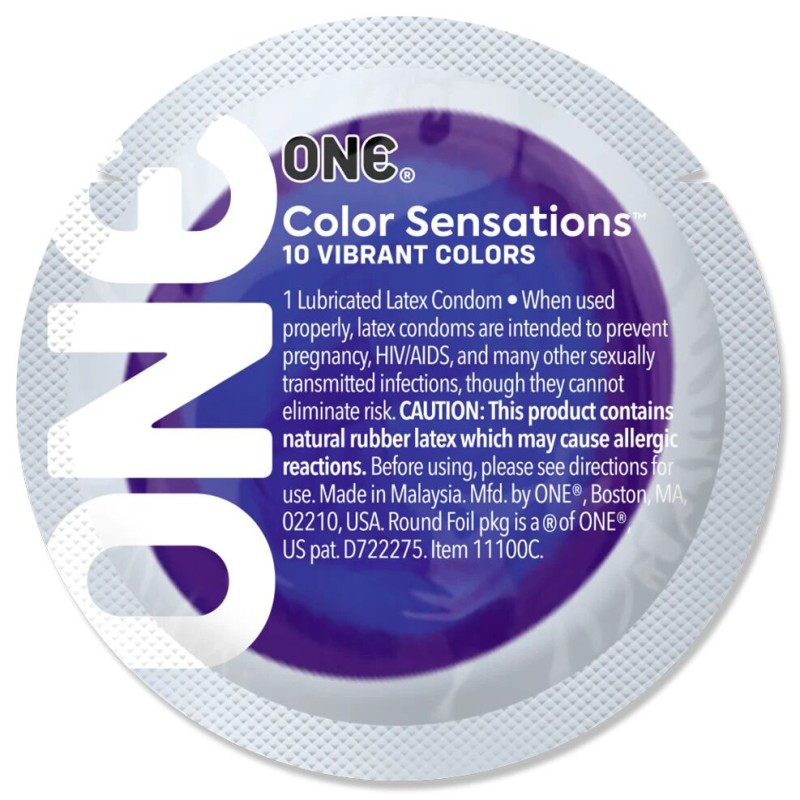 Презерватив ONE Color Sensations Struck by ONE, 1 шт, лавандово-бузковий, гладенький, зі змазкою