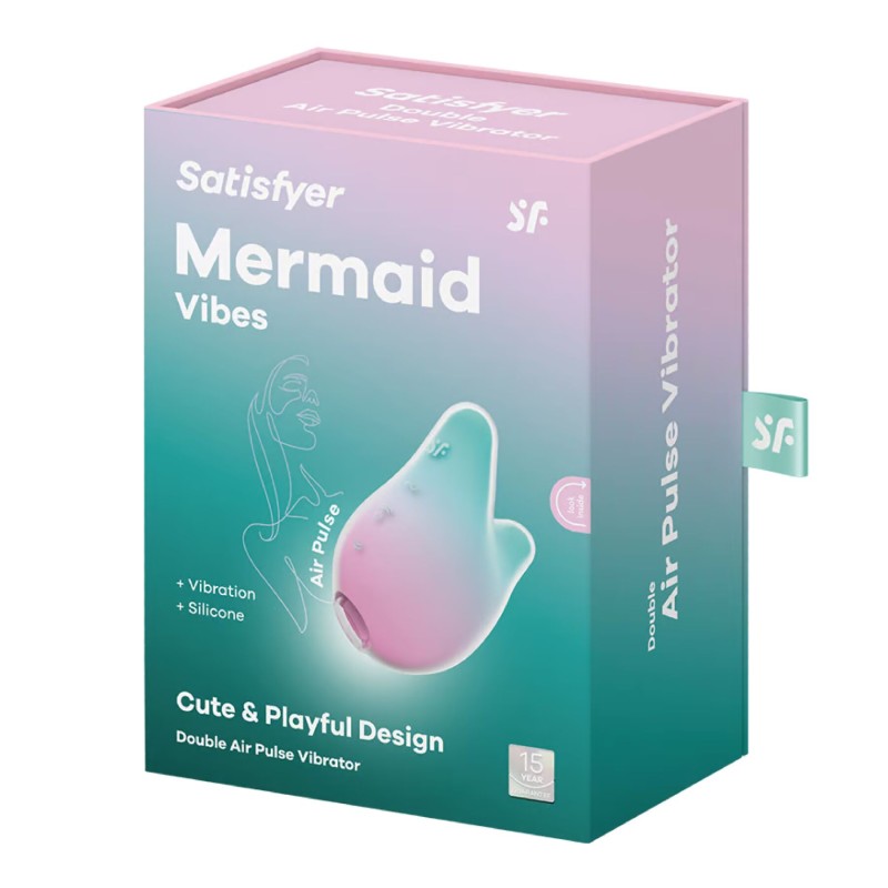 Вакуумний кліторальний стимулятор з вібрацією Satisfyer Mermaid Vibes Mint/Pink, 2 мотори