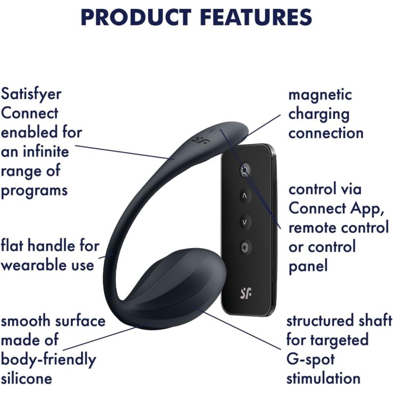 Смарт-віброяйце Satisfyer Ribbed Petal Connect App Black, керування зі смартфона, пульт ДК