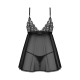 Сорочка бебі-дол Obsessive Blomentis babydoll & thong, M/L, мереживний ліф, стрінги в комплекті