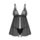 Сорочка бебі-дол Obsessive Blomentis babydoll & thong, XL/2XL, мереживний ліф, стрінги в комплекті
