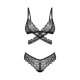 Комплект Obsessive Blomentis 2-pcs set, M/L, мереживний, ліф із зав’язками на спині, трусики-сліпи