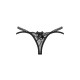 Трусики-стрінги Obsessive Blomentis thong, XS/S, чорні, мереживні, боковинки — подвійні смужки