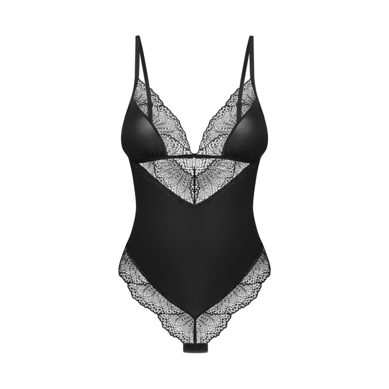 Тедді Obsessive Lobellis teddy, M/L, чорне, ліф з м’якою чашкою, відкрита спина, низ-стрінги