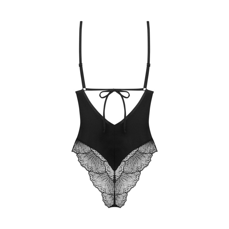 Тедді Obsessive Lobellis teddy, XL/2XL, чорне, ліф з м’якою чашкою, відкрита спина, низ-стрінги