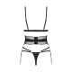 Комплект Obsessive Lobellis 3-pcs set, M/L, чорний, ліф з м’якою чашкою, стрінги, пояс для панчіх