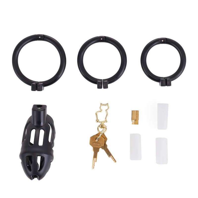 Клітка для пеніса LOCKINK SEVANDA Naja-Cobra Chastity Cage, чорна, 3 кільця різних розмірів