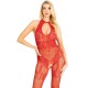 Бодистокинг Leg Avenue Rhinestone Lace and Net, One Size, красный, со стразами, открытый доступ