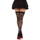 Панчохи Leg Avenue Wild rose net thigh highs, One Size, чорні, широка резинка, малюнок-троянди