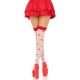 Чулки Leg Avenue Polka Dot Mushroom Thigh Highs, One Size, бело-красные, на резинке, рисунок — грибы