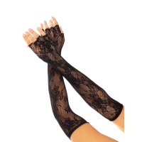 Митенки Leg Avenue Lace Opera Length Fingerless Gloves, черные, ажурные, длина выше локтя