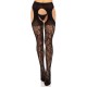 Стрип-колготки Leg Avenue Eyelet lace suspender hose, One Size, черные, ажурные, с открытым доступом