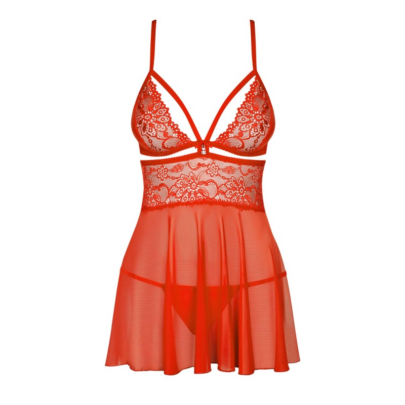 Бебі-дол Obsessive 838-BAB-3 babydoll & thong red 2XL/3XL