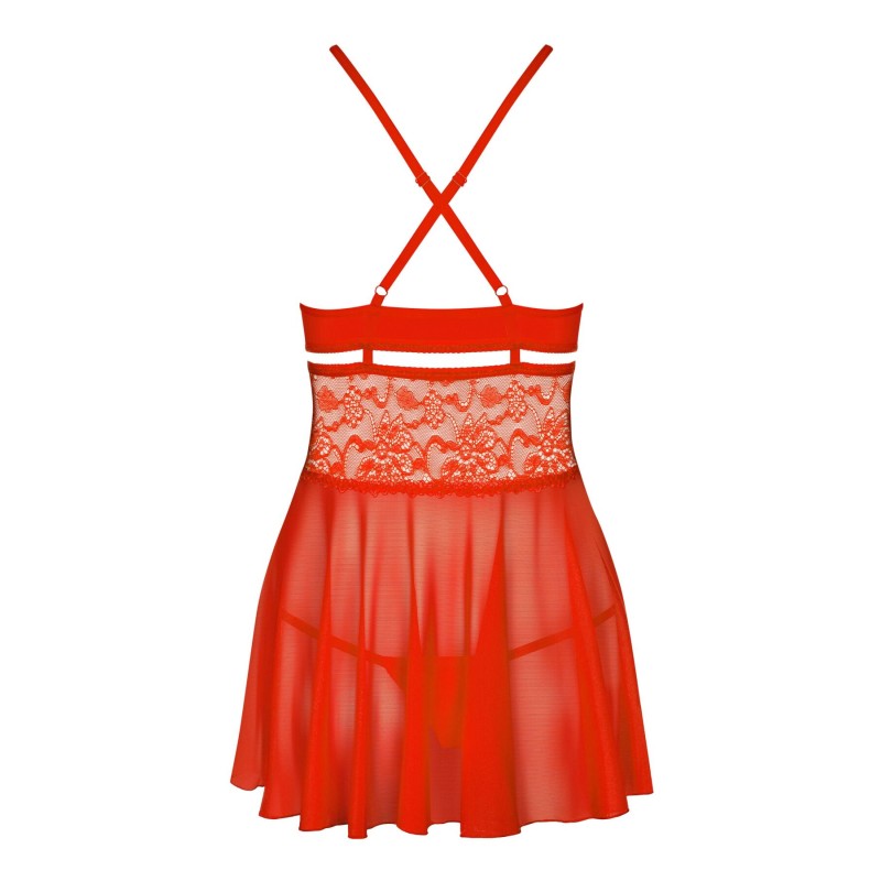 Бебі-дол Obsessive 838-BAB-3 babydoll & thong red 2XL/3XL