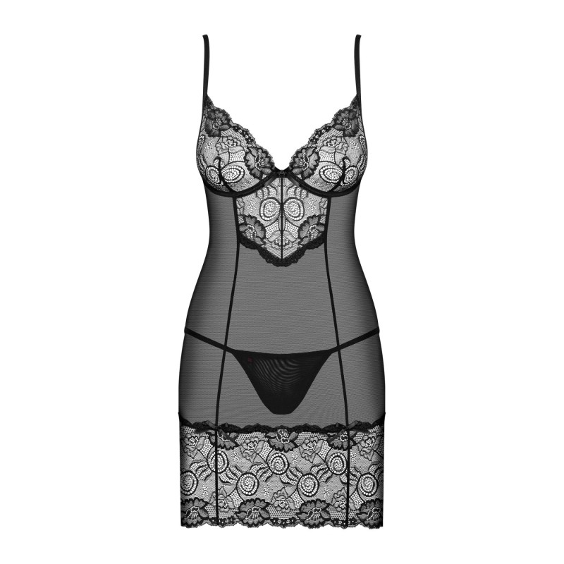 Сорочка Obsessive Alluria chemise & thong S/M