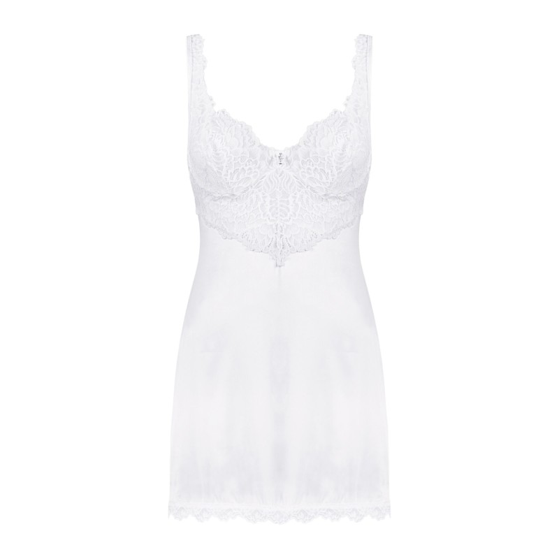 Сорочка Obsessive Amor Blanco underwire chemise & thong white S/M