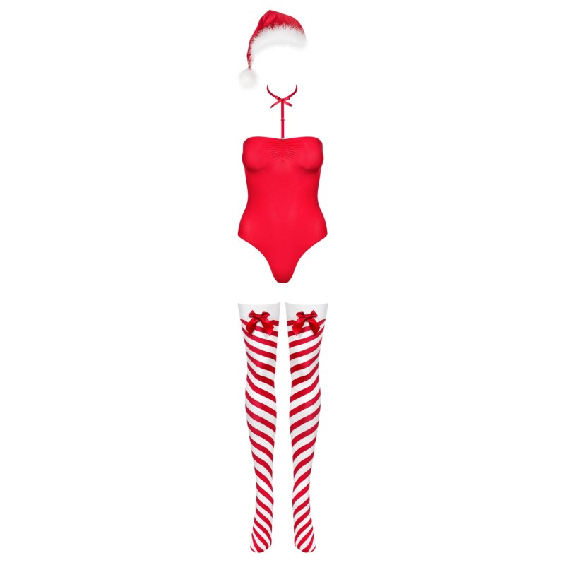 Боді Obsessive Kissmas teddy red S/M