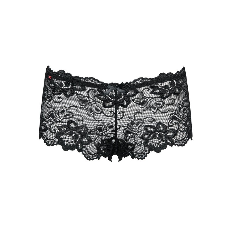 Мереживні трусики-шортики Obsessive Idillia shorties black L/XL