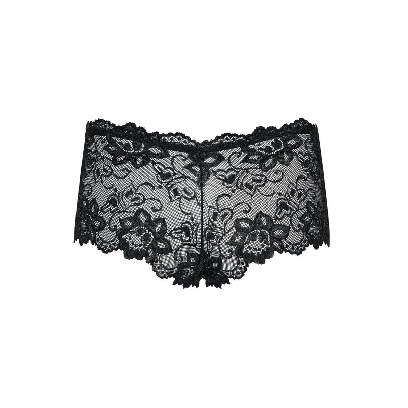 Мереживні трусики-шортики Obsessive Idillia shorties black L/XL