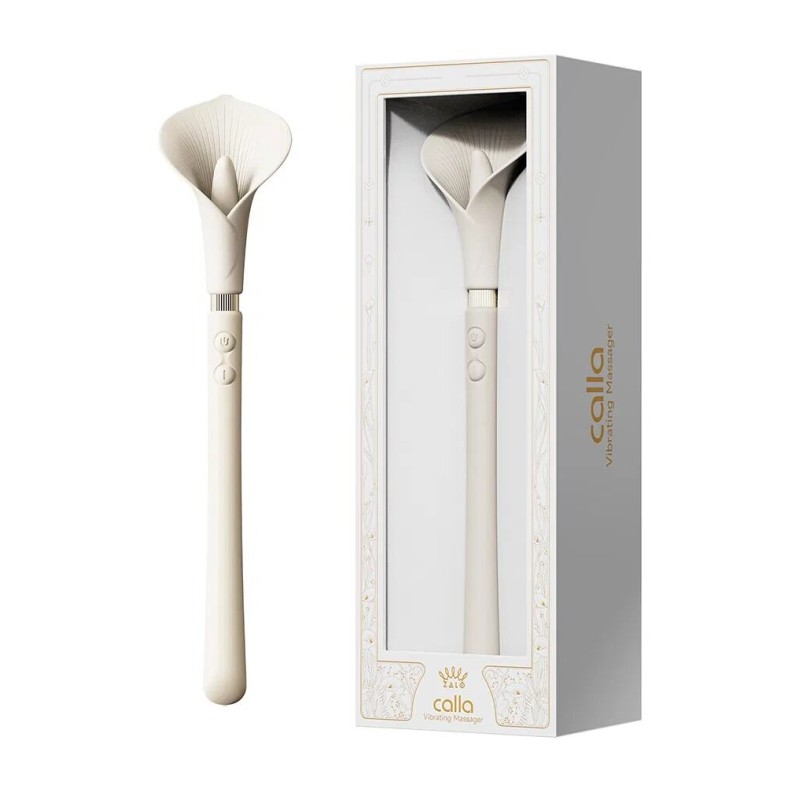 Розкішний вібромасажер Zalo – Calla Ivory White, двосторонній, 2 мотори