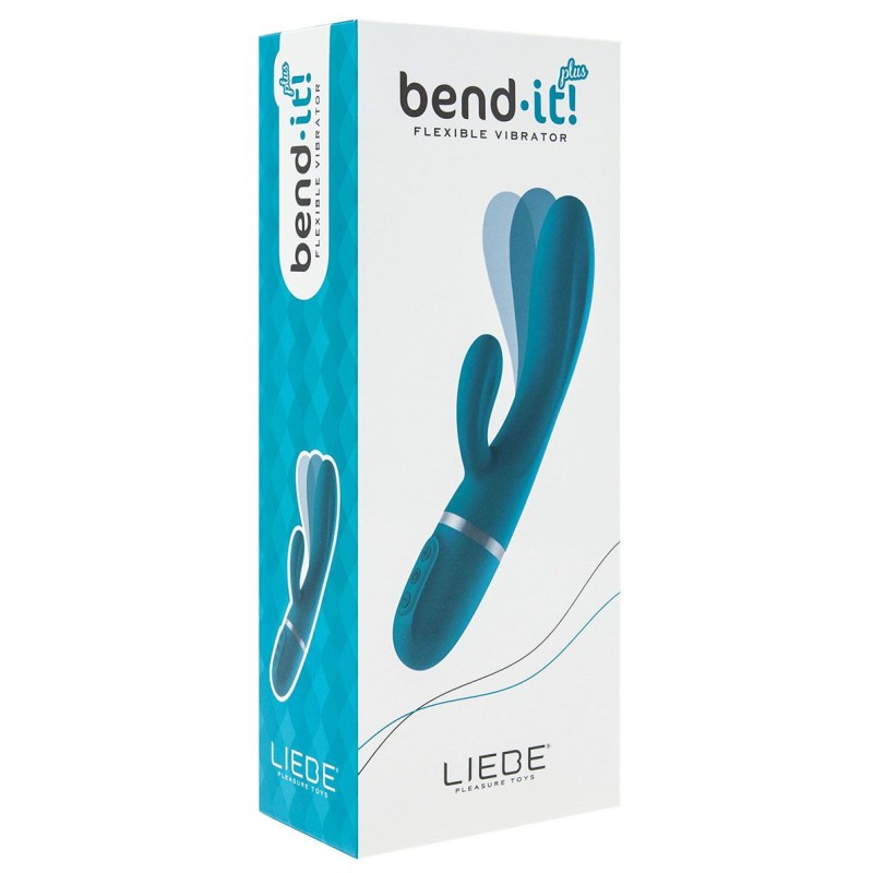 Вібратор-кролик Liebe Bend It Plus Ocean Blue, гнучкий, 2 мотори, 10 режимів