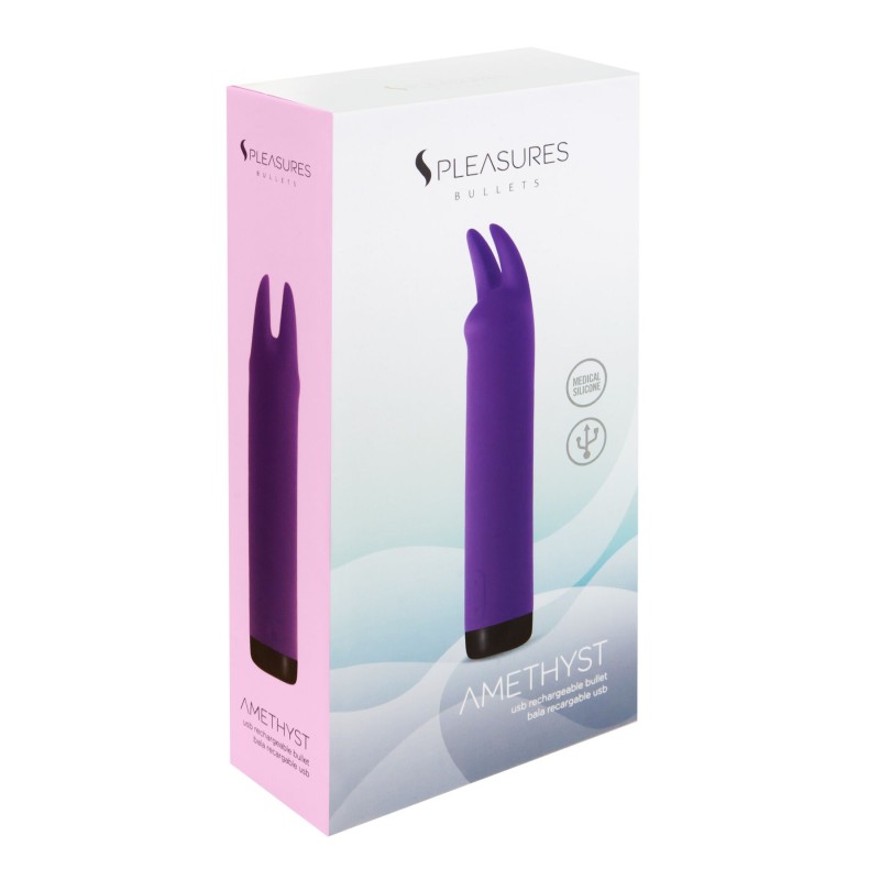 Вібратор S Pleasures Bullets Amethyst, фіолетовий, з двома відростками, 10 режимів, діаметр 2,8 см