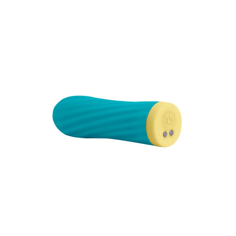 Віброкуля S Pleasures Bullets Twist & Shout Turquoise, бірюзова, ребриста поверхня, 10 режимів