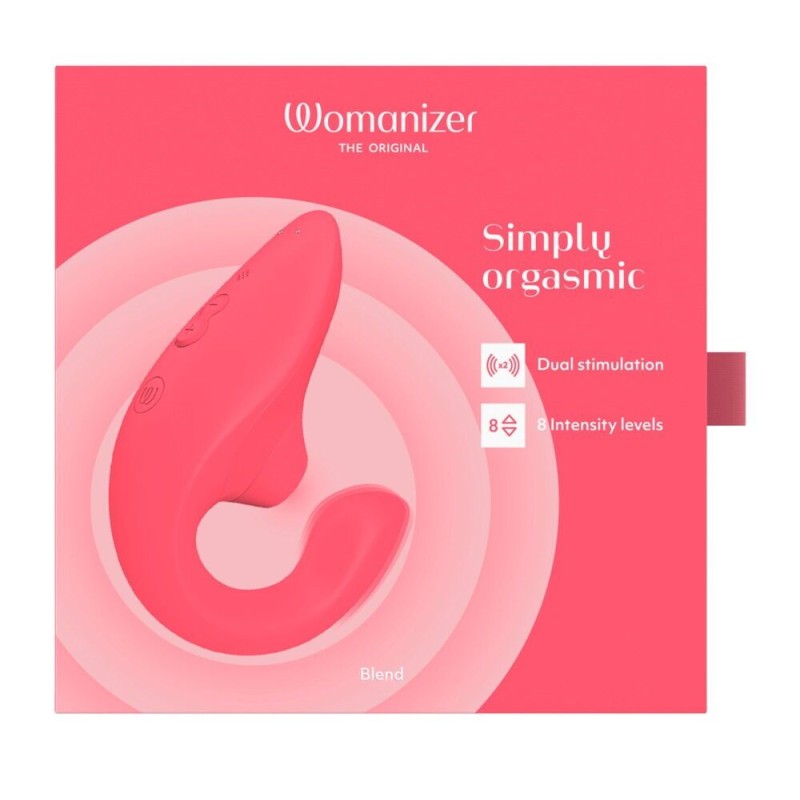 Вагінально-кліторальний стимулятор Womanizer Blend Vibrant Rose, вібрація + вакуум, 2 мотори
