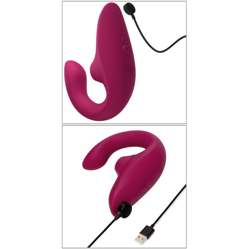 Вагінально-кліторальний стимулятор Womanizer Blend Vibrant Pink, вібрація + вакуум, 2 мотори