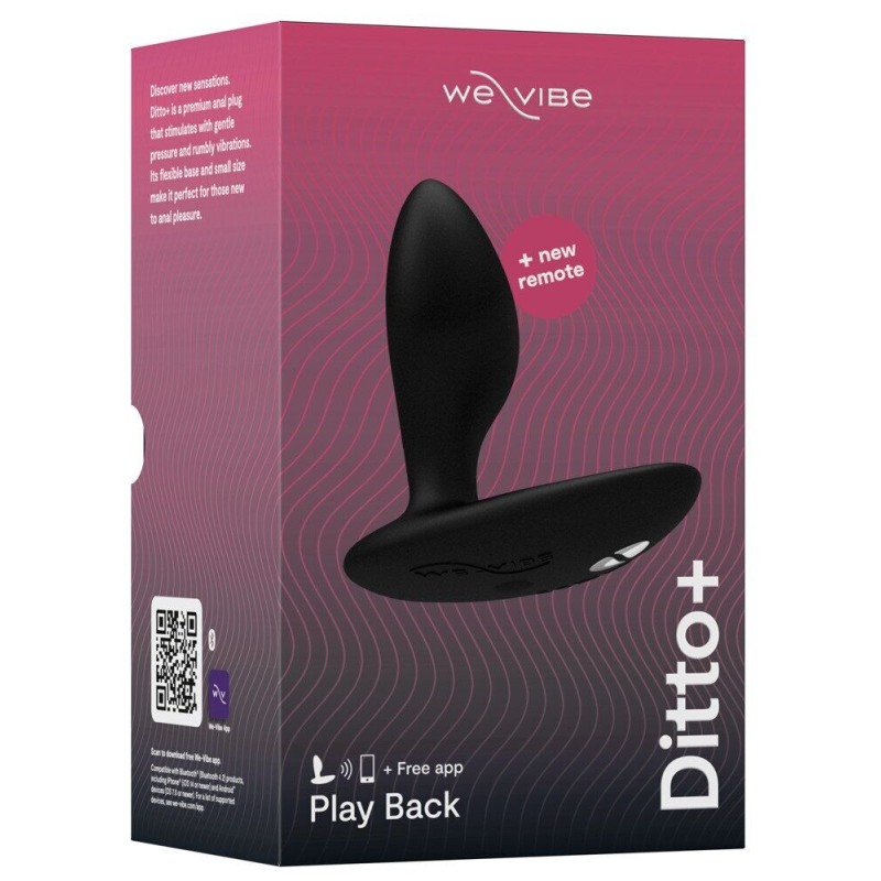 Анальна смарт-вібропробка We-Vibe Ditto+ Satin Black з пультом ДК