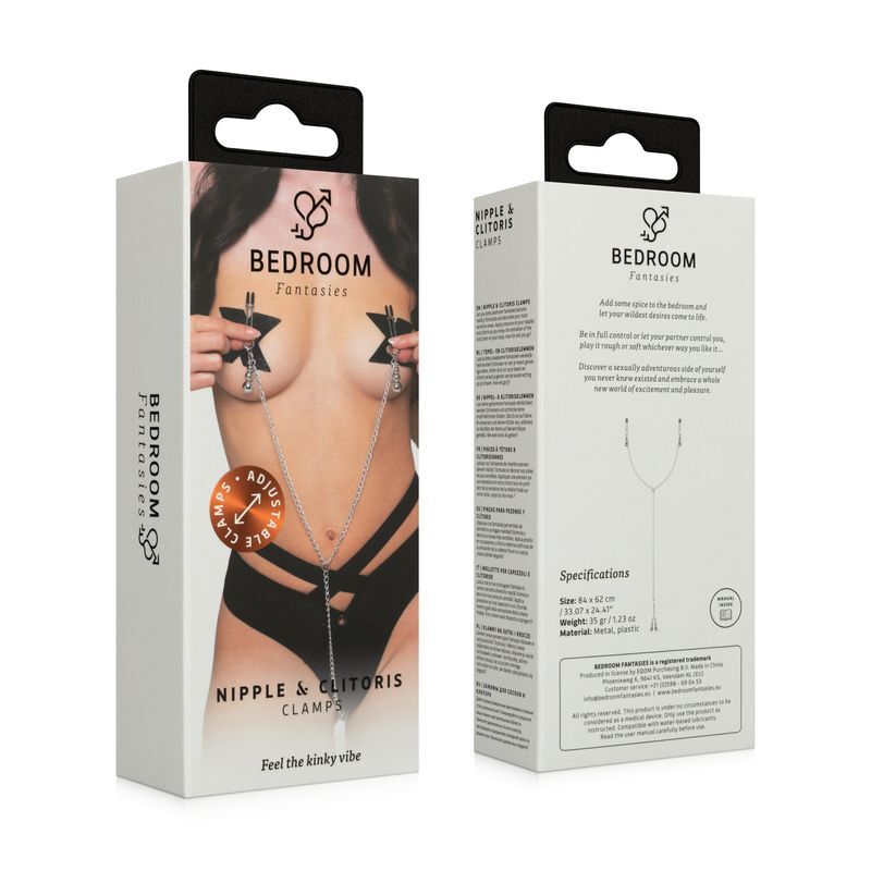 Затискачі для сосків та клітора Bedroom Fantasies: Nipple and Clitoris Clamps - Silver