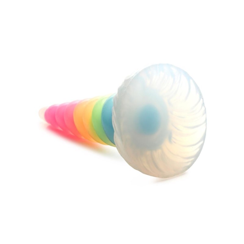 Фентезійний фалоімітатор Creature Cocks Luminescent Rainbow Silicone Dildo, світиться в темряві, 19,6 см