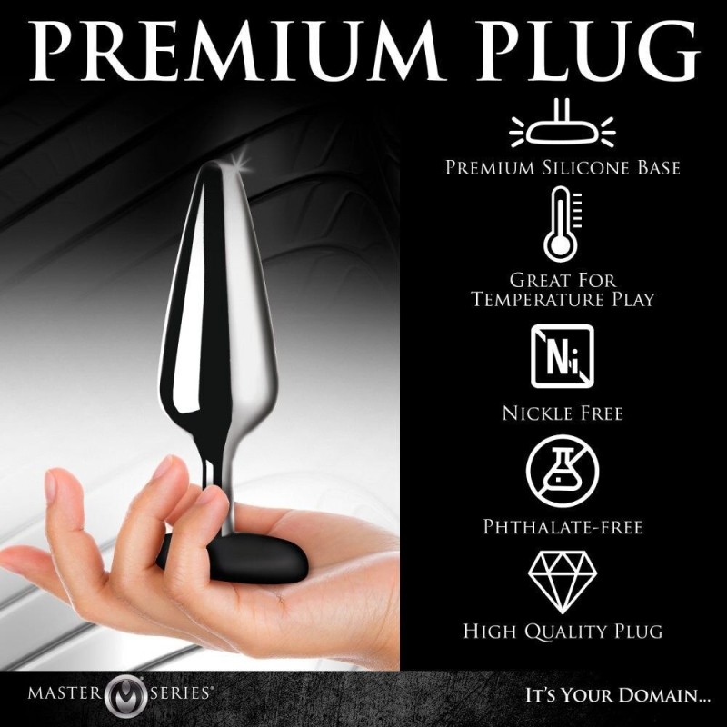 Анальна пробка Master Series Butt Slut Metal & Silicone Butt Plug - Silver