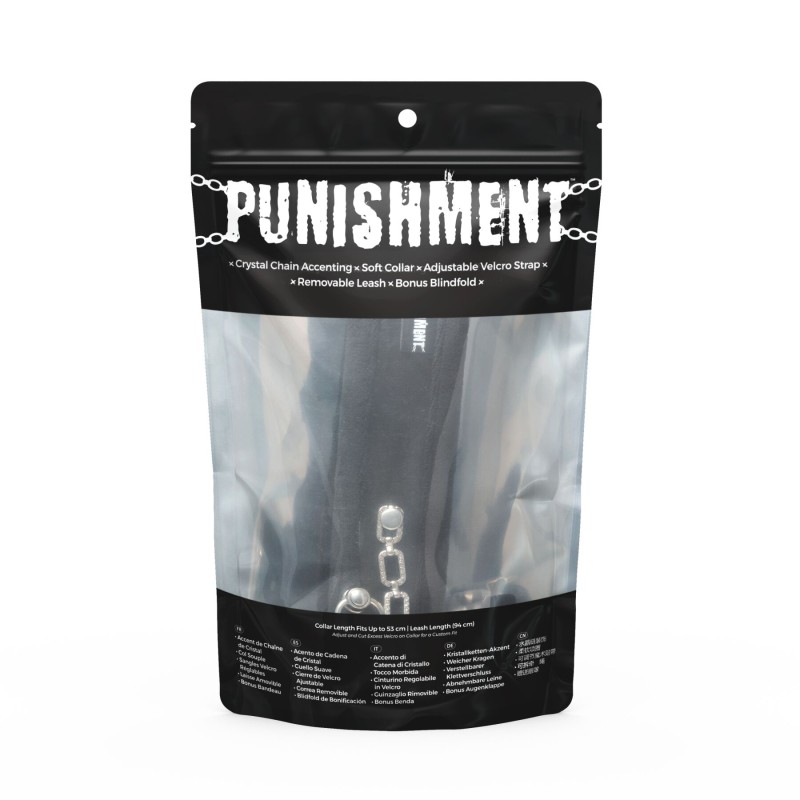 Нашийник із повідцем Punishment - Crystal Collar & Leash - Black