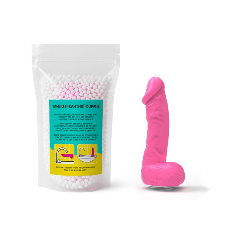 Крафтове мило-член з присоскою Чистий Кайф LARGE Pink, натуральне