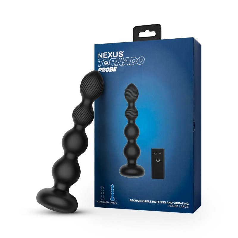 Анальний віброротатор Nexus Tornado Probe Edition Large, діаметр 4,5 см, вібрація + ротація, пульт ДУ