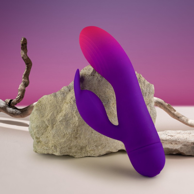 Вибратор-кролик Rocks Off Glo Girl – Rabbit, 2 мотора, 10 режимов, на батарейках