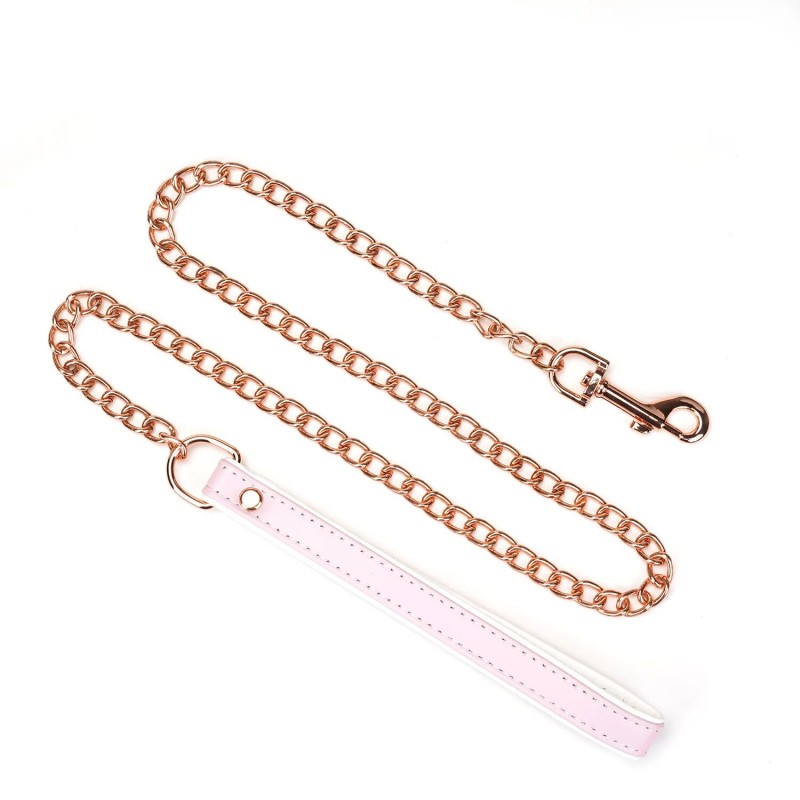 Ошейник с поводком Liebe Seele White & Pink Fairy Goat Leather Collar