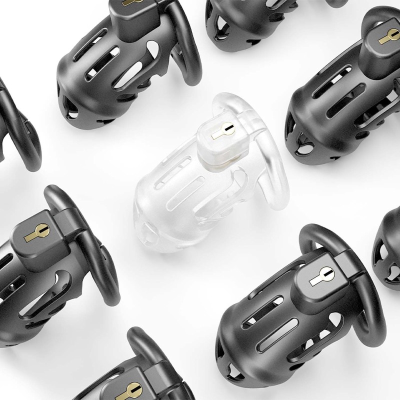 Клетка для пениса LOCKINK SEVANDA Plastic Penis Chastity Cage, черная, 3 кольца разных размеров