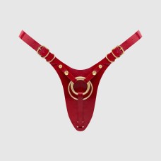 Трусики для страпона Strap-On-Me Leatherette Harness Fabulous - One Size - Red Glossy