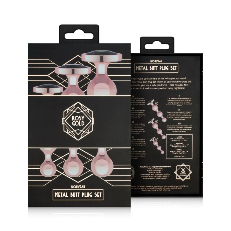 Набір анальних іграшок Rosy Gold - Metal Butt Plug Set 3 Pieces