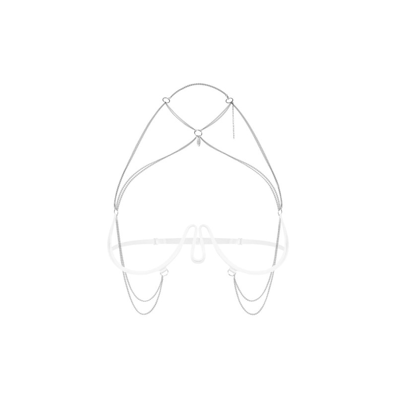 Украшение на тело Obsessive Lustique White harness bra S/M/L