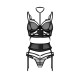 Комплект Obsessive Premisis Black 3-pcs crotchless set S/M