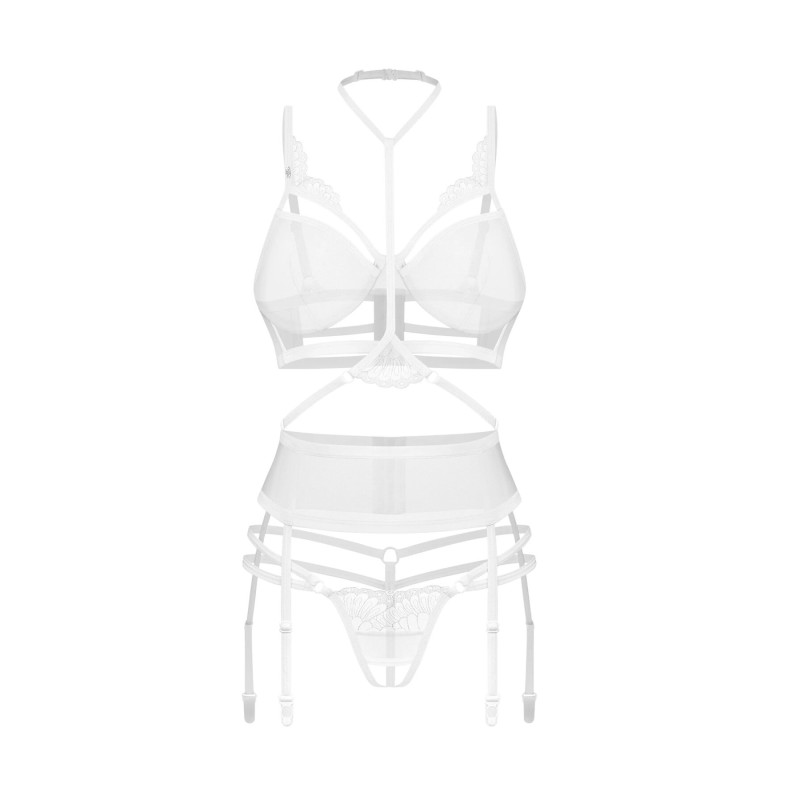 Комплект Obsessive Premisis White 3-pcs crotchless set S/M