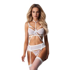 Комплект Obsessive Premisis White 3-pcs crotchless set 2XL/3X