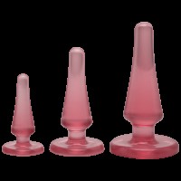 Набір анальних пробок Doc Johnson Crystal Jellies - Pink, макс. діаметр 2см - 3 см - 4 см