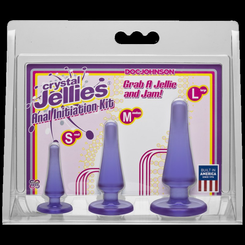 Набір анальних пробок Doc Johnson Crystal Jellies Anal - Purple, макс. діаметр 2см - 3 см - 4 см
