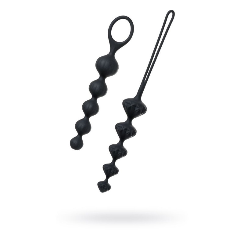 Набір анальних намистин Satisfyer Beads Black, силікон, макс. діаметр 3,3 см та 3,5 см