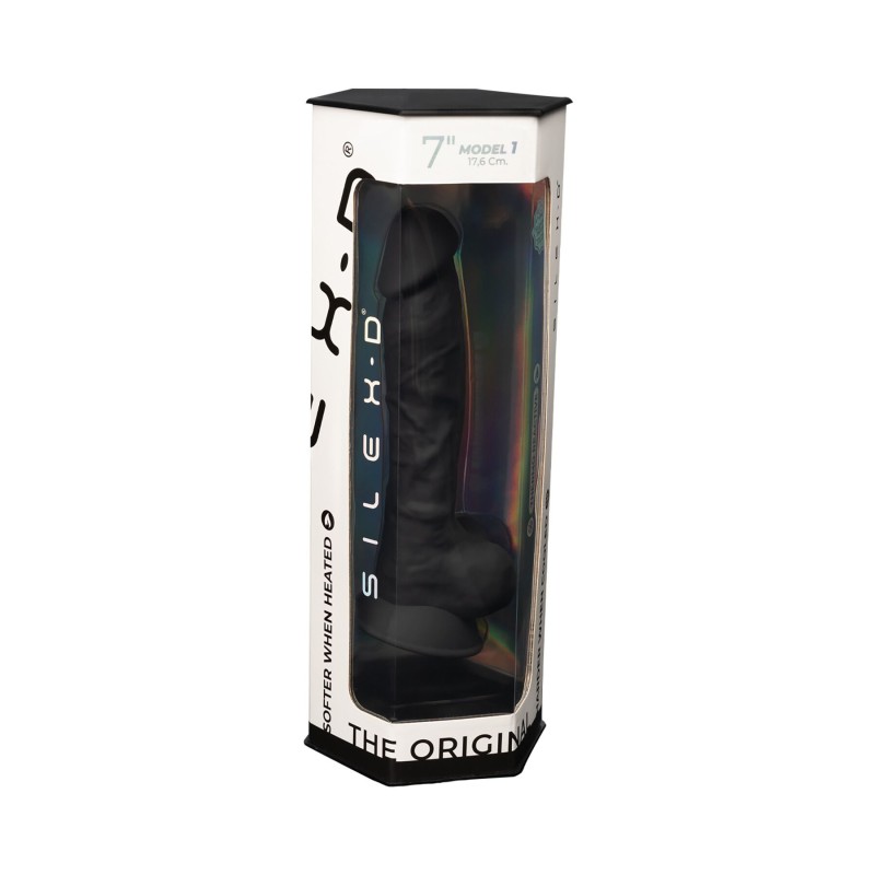 Фалоімітатор SilexD Johnny Black (MODEL 1 size 7in), двошаровий, силікон + Silexpan, діаметр 3,8см