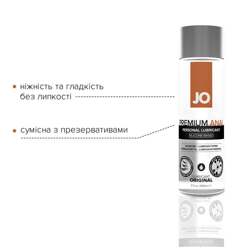 Анальна змазка JO ANAL PREMIUM — ORIGINAL (240 мл) на силіконовій основі водостійка